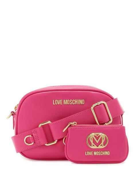 LOVE MOSCHINO METALLIC LOGO Camera bag case with pouch fuchsia - Women’s Bags