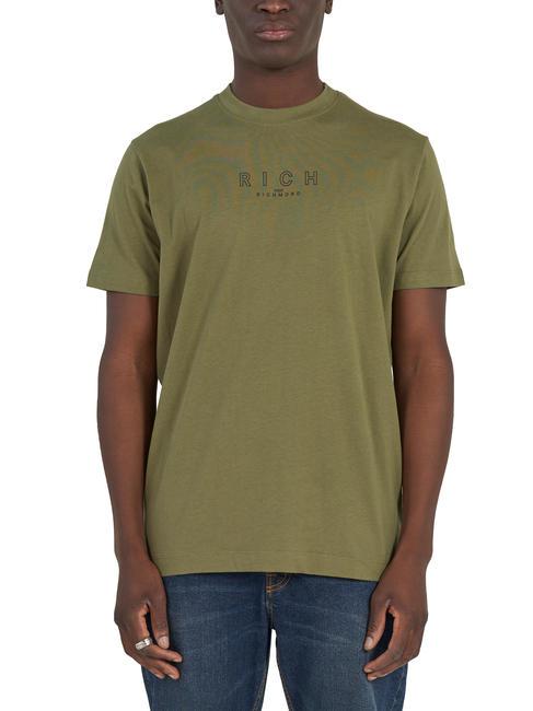 JOHN RICHMOND AILKIR Cotton T-shirt green mil. - T-shirt