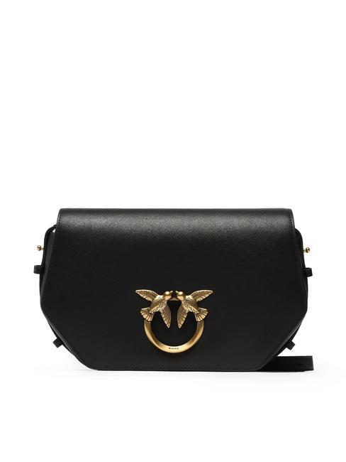 PINKO LOVE CLICK EXAGON Leather shoulder bag black-antique gold - Women’s Bags