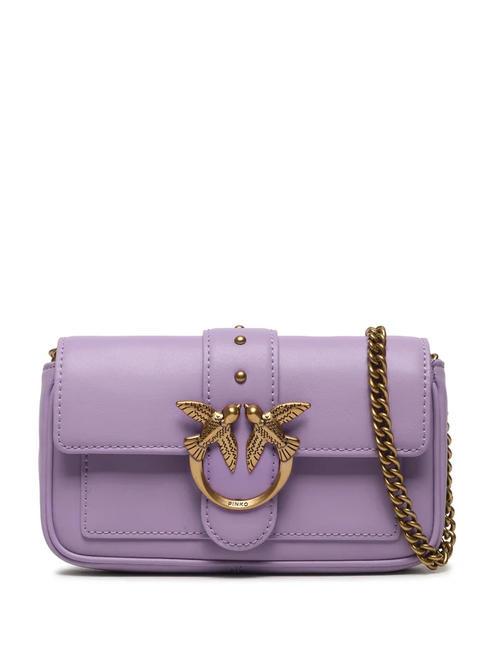 PINKO LOVE ONE POCKET Leather shoulder bag purple-antique gold tulip - Women’s Bags