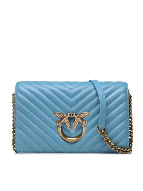 PINKO LOVE CLICK CLASSIC Quilted nappa shoulder bag sky blue-antique gold - Women’s Bags