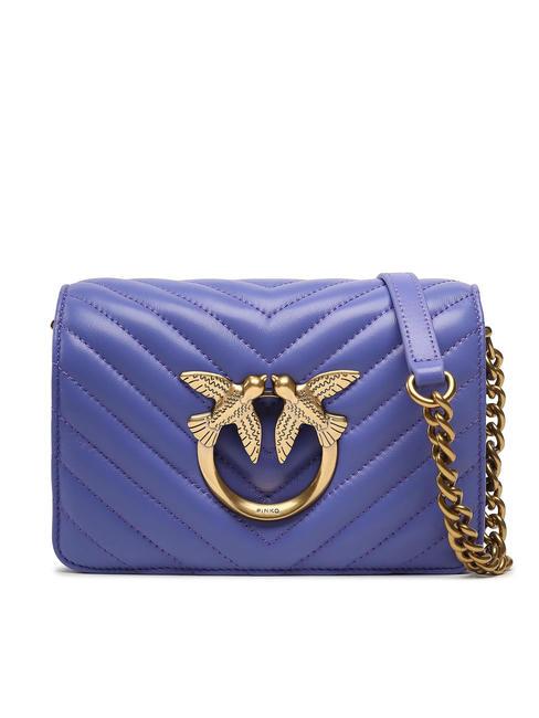 PINKO LOVE CLICK MINI Quilted nappa leather bag blue of corsica-an. gold - Women’s Bags