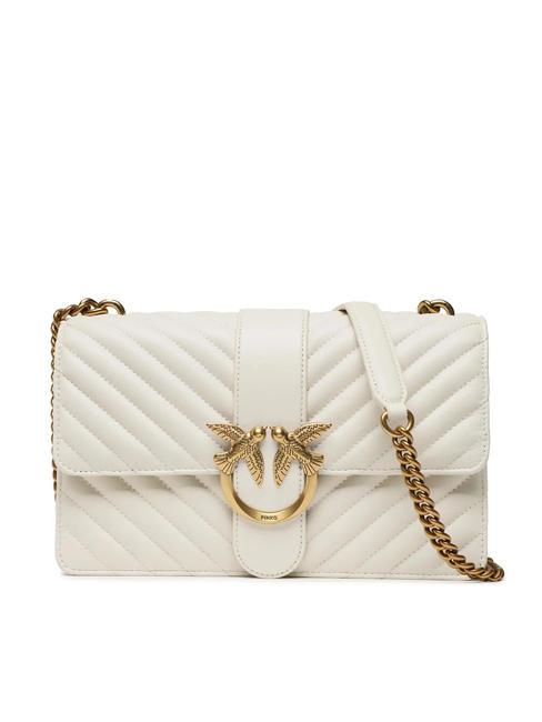 PINKO LOVE ONE CLASSIC Quilted nappa bag silk white-antique gold - Women’s Bags
