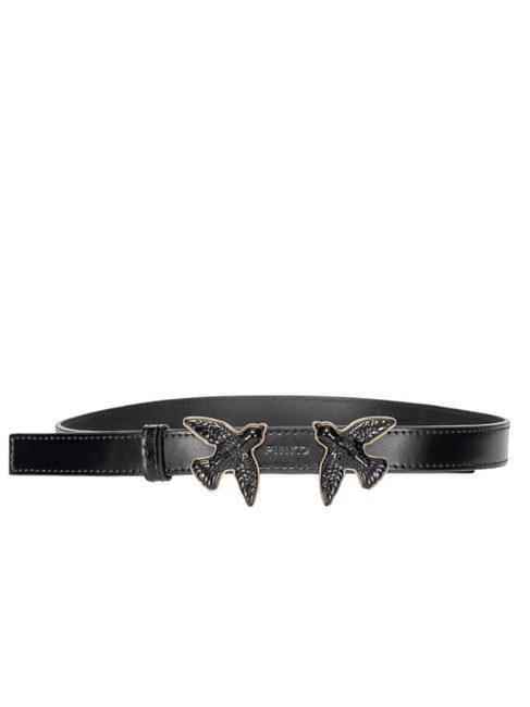 PINKO LOVE BERRY EVOLUTION Leather belt with enamelled buckle black limousine block color - Belts