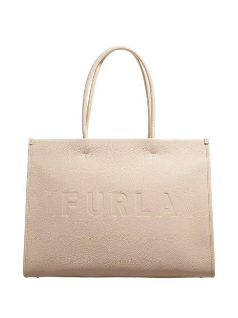FURLA OPPORTUNITY Large leather tote bag wheat+black - Women’s Bags