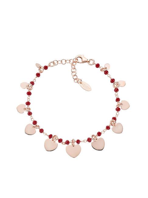 AMEN ELEGANCE Bracelet with heart and crystal charms rose - Bracelets