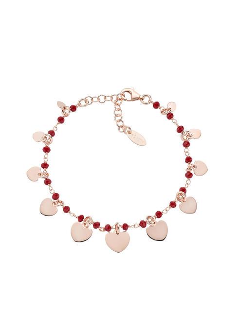 AMEN ELEGANCE Bracelet with heart and crystal charms rose - Bracelets