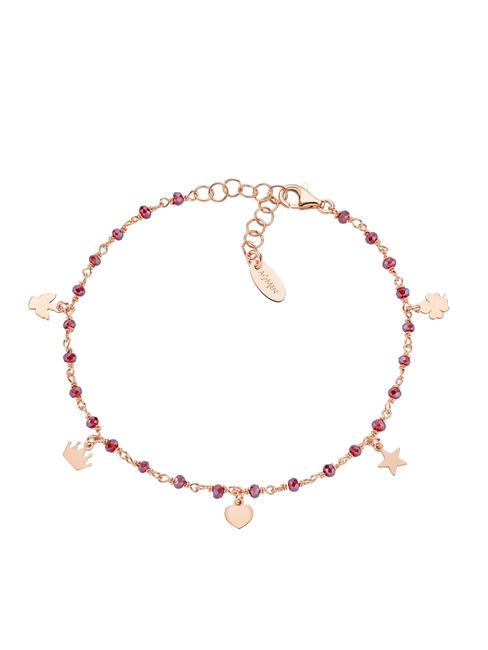 AMEN ELEGANCE Bracelet with charms and ruby crystals rose - Bracelets