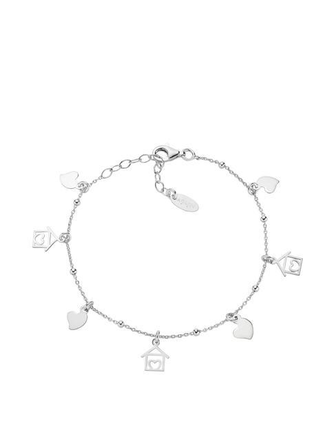 AMEN COCCOLE Bracelet with heart and house charms rhodium - Bracelets