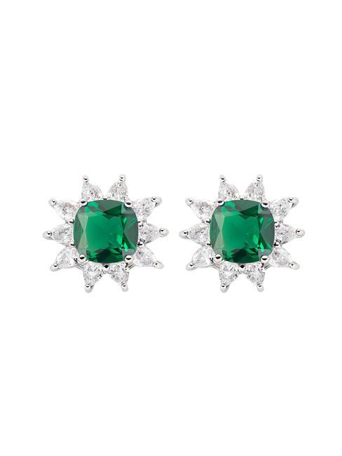 AMEN LADY Earrings with green zircons rhodium - Earrings