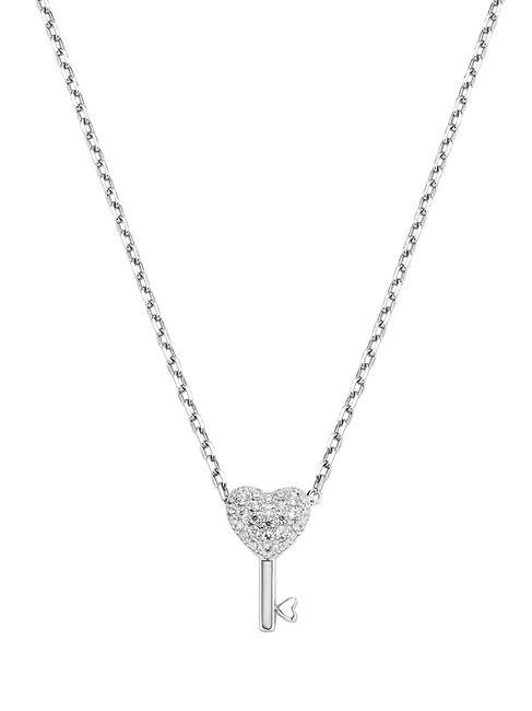 AMEN AMORE Heart key charm silver necklace rhodium - Necklaces