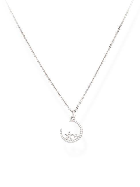 AMEN DIAMONDS Moon star charm necklace with zircons rhodium - Necklaces