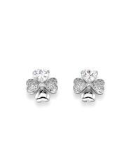 AMEN QUADRICUORE Silver earrings with white zircons - Earrings