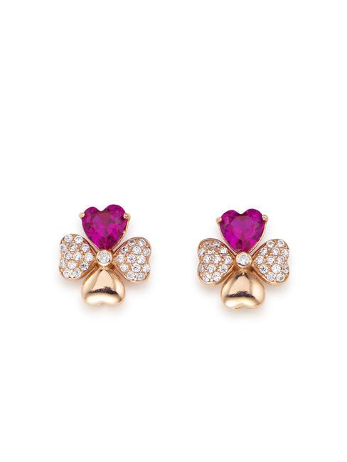 AMEN QUADRICUORE Earrings with colored zircons rose - Earrings