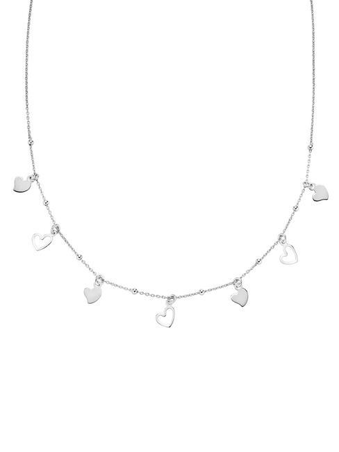 AMEN COCCOLE Silver necklace with heart charms rhodium - Necklaces