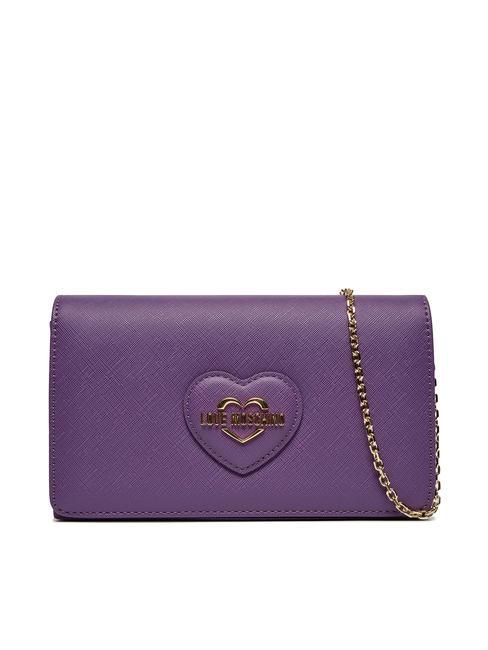 LOVE MOSCHINO BOLD HEART Clutch bag with flap and shoulder strap viola - Women’s Bags