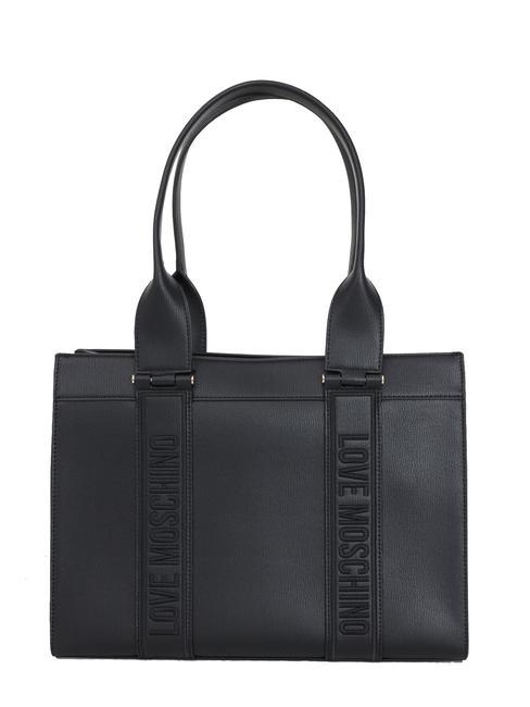 LOVE MOSCHINO BILLBOARD Embroidered logo shoulder bag Black - Women’s Bags