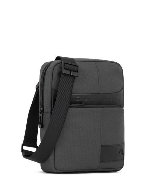 PIQUADRO WOLLEM Fabric and leather iPad mini bag GREY - Over-the-shoulder Bags for Men