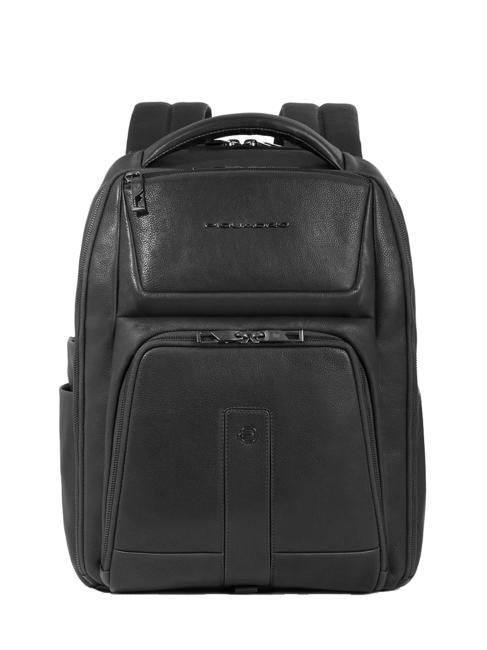 PIQUADRO CARL 15.6" leather laptop backpack Black - Laptop backpacks