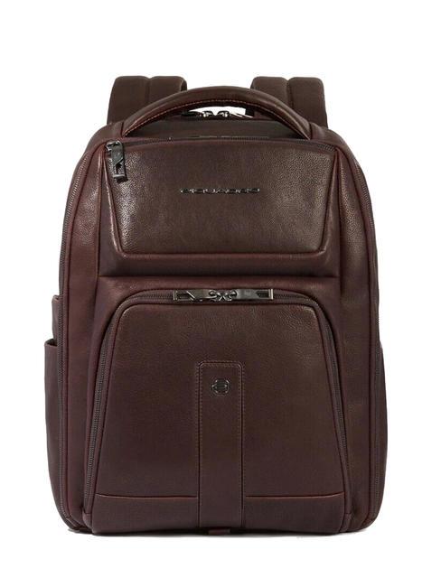 PIQUADRO CARL 15.6" leather laptop backpack MORO - Laptop backpacks