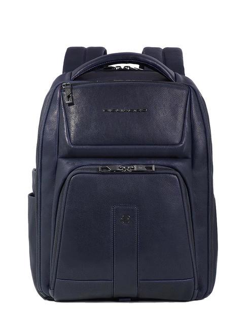 PIQUADRO CARL 15.6" leather laptop backpack blue - Laptop backpacks