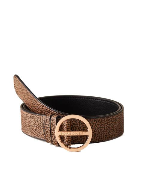 BORBONESE GRAFFITI Round buckle belt natural op / black - Belts