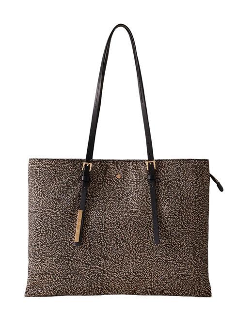 BORBONESE COLE NYLON                          Large shopping bag OP / NATURAL / BLACK - Women’s Bags