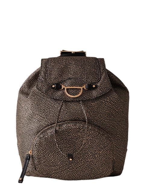 BORBONESE CAPRI NYLON Medium backpack OP / NATURAL / BLACK - Women’s Bags