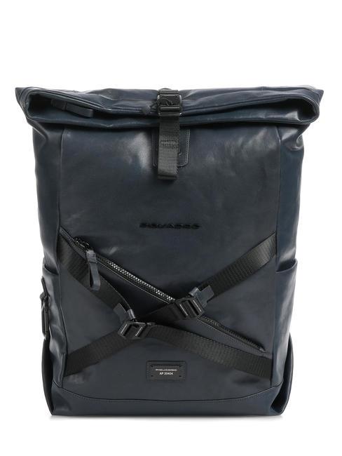 PIQUADRO HARPER 15.6" leather laptop backpack blue - Laptop backpacks