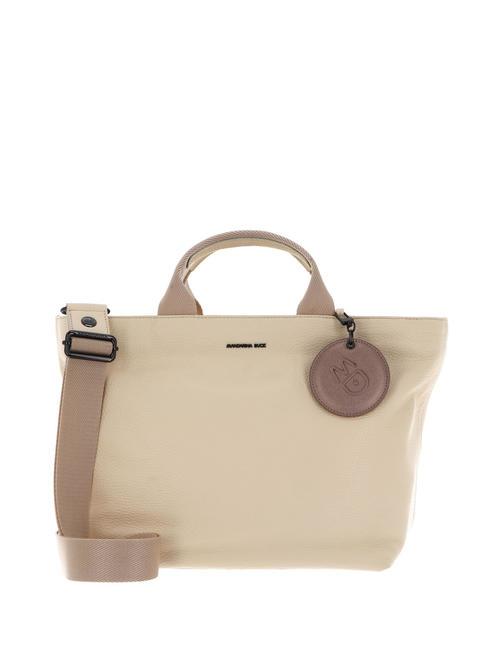 MANDARINA DUCK MELLOW Leather handbag with shoulder strap macadamia - Women’s Bags