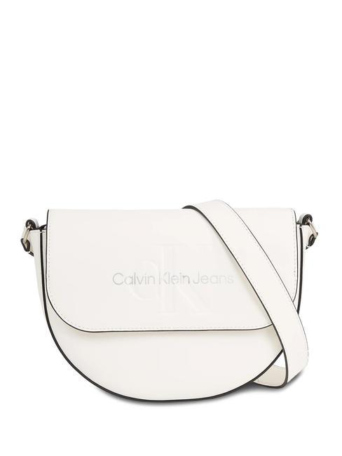 CALVIN KLEIN CK JEANS Sculpted  Mini Saddle Bag with shoulder strap white/silver logo - Women’s Bags