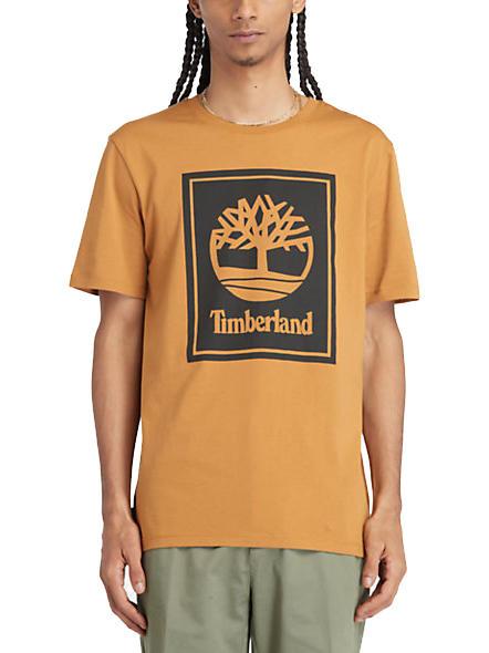 TIMBERLAND STACK LOGO Cotton T-shirt wheat boot/black - T-shirt