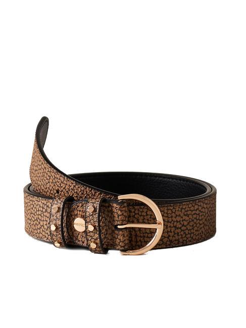 BORBONESE GRAFFITI Belt with studs natural op / black - Belts
