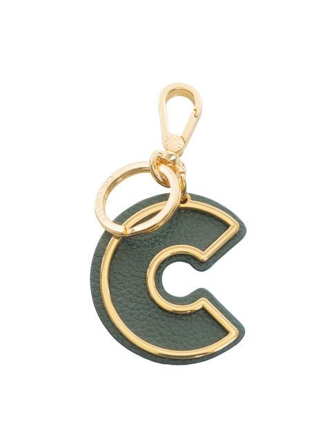 COCCINELLE CHARM C Leather and metal key ring MALLARD GREEN - Key holders