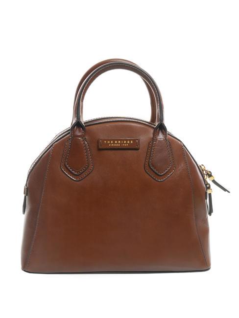THE BRIDGE COSTANZA Dome leather bag with shoulder strap BROWN - Work Briefcases