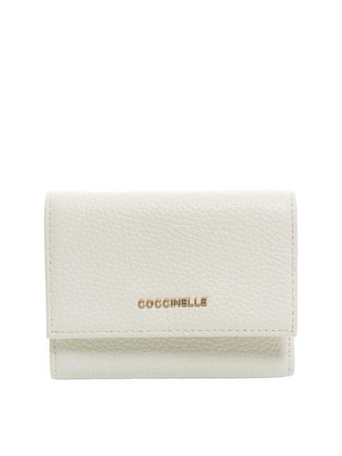 COCCINELLE METALLIC SOFT Small wallet in textured leather coconut milk - Women’s Wallets