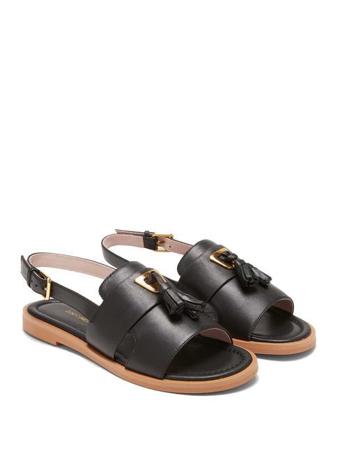 COCCINELLE BEAT SELLERIA Flat sandals in smooth leather Black - Women’s shoes