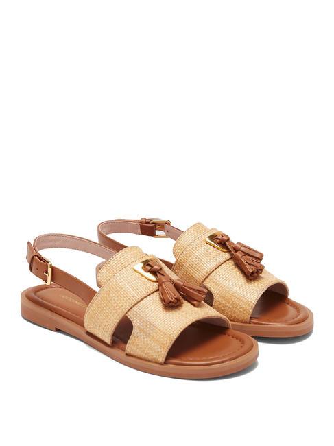 COCCINELLE BEAT STRAW Flat sandals in leather and straw natural/cuir - Women’s shoes