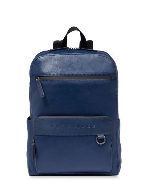 THE BRIDGE DAMIANO Leather backpack for 14" laptop deep ocean abb. matte dark ruthenium - Laptop backpacks
