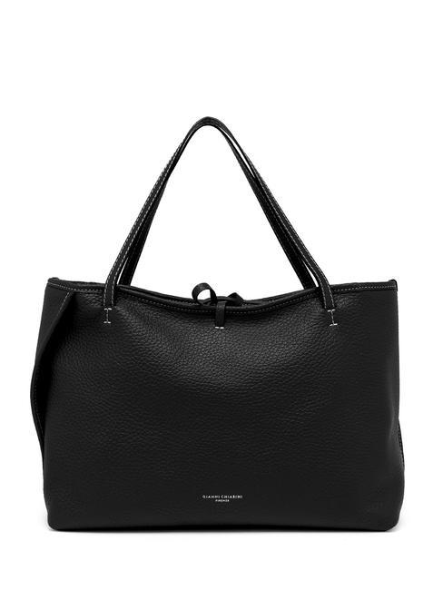 GIANNI CHIARINI RAY Shoulder bag in hammered leather Black - Women’s Bags