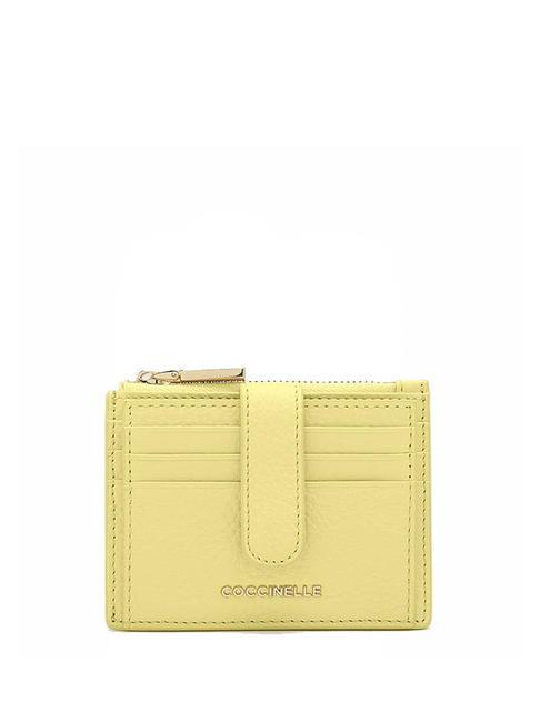 COCCINELLE METALLIC SOFT Textured leather flat wallet lime wash - Women’s Wallets