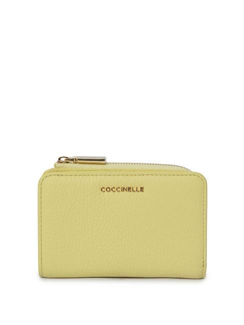 COCCINELLE METALLIC SOFT Small wallet in textured leather lime wash - Women’s Wallets