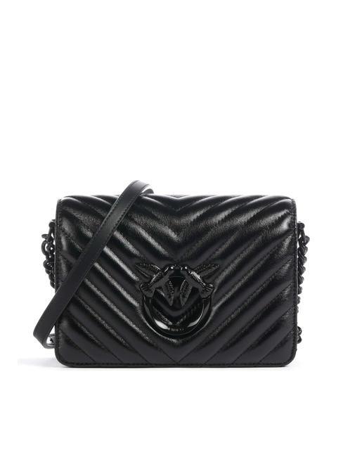 PINKO LOVE CLICK METAL Mini bag in metallic leather black limousine block color - Women’s Bags