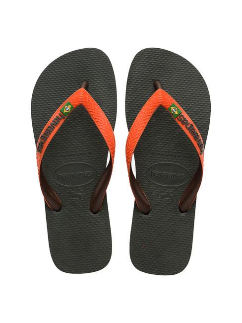 HAVAIANAS BRASIL MIX BRASIL MIX Flip-flops olive green/sunset orange - Men’s shoes