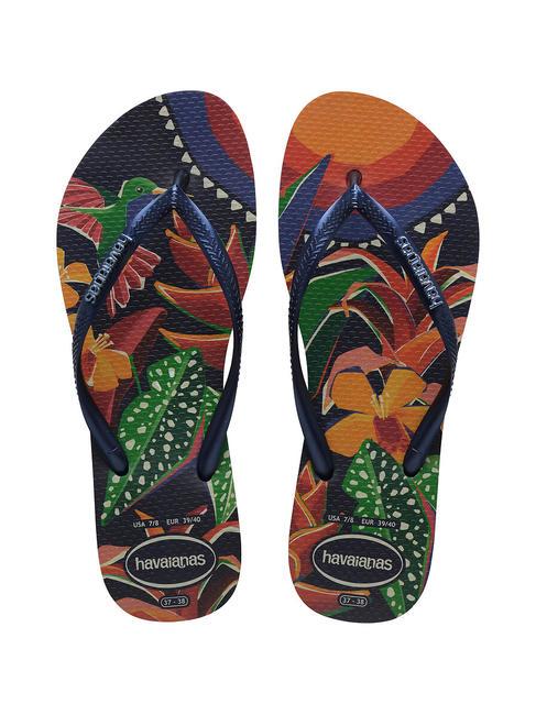 HAVAIANAS  SLIM TROPICAL flip flops NAVY / BLUE / NAVY - Women’s shoes