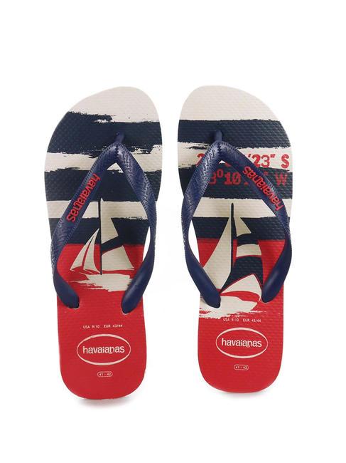 HAVAIANAS flip flops TOP NAUTICAL beige straw/navy blue/ruby red - Men’s shoes