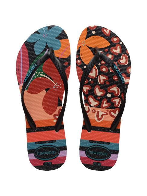 HAVAIANAS SLIM PATCHWORK Flip flops beige/black - Women’s shoes