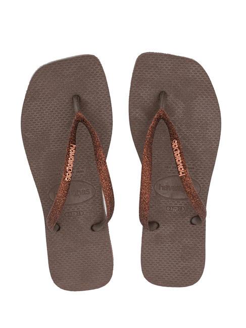 HAVAIANAS SQUARE GLITTER Flip flops darkbro - Women’s shoes