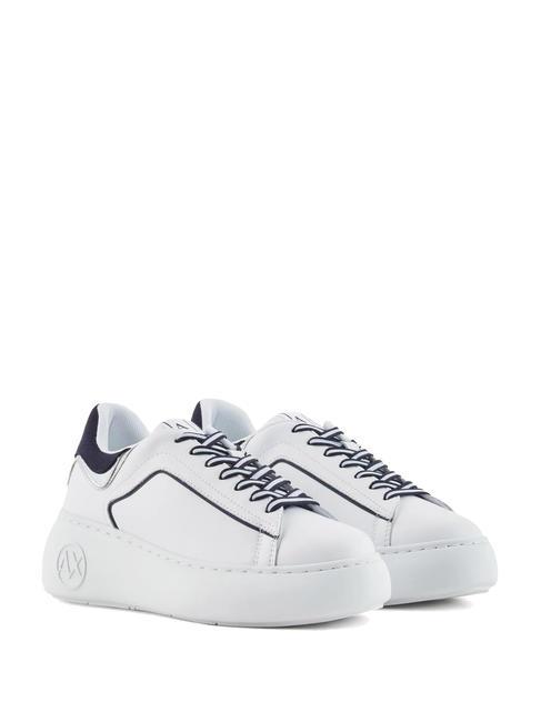 ARMANI EXCHANGE ACTION Leather sneakers with python print insert op.white+blueberry - Women’s shoes