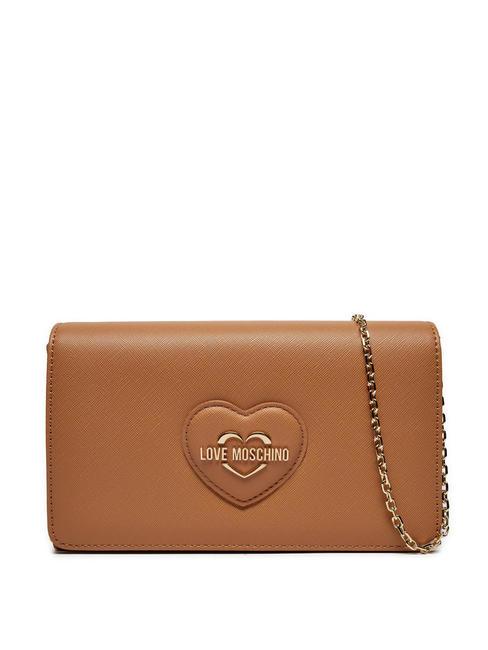 LOVE MOSCHINO BOLD HEART Clutch bag with flap and shoulder strap cookie - Women’s Bags